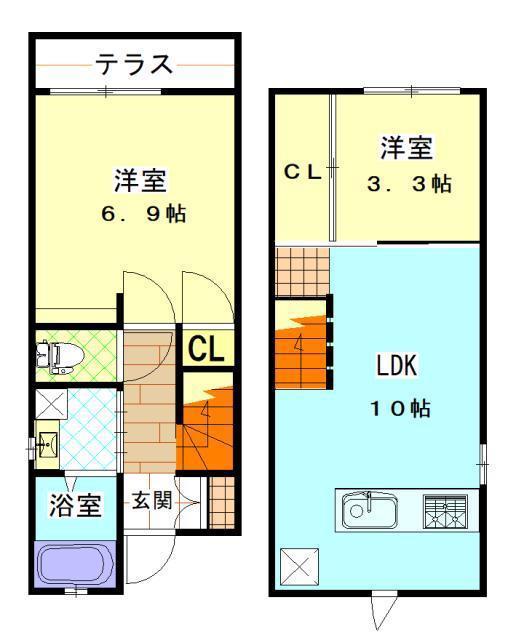 ハピネスあかさこ(2LDK/1階)の間取り写真