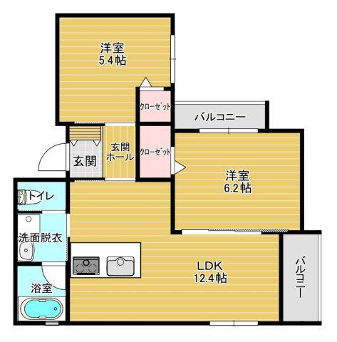 ドットコムタサキ(2LDK/3階)の間取り写真