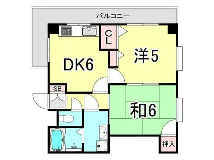 ゴーティ甲子園1番館(2DK/1階)の間取り写真