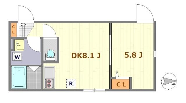 秀和鷺宮(1LDK/2階)の間取り写真