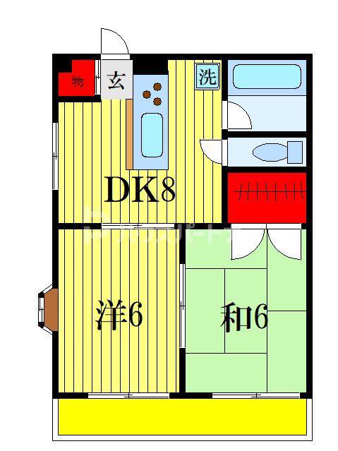 DSハウス(2DK/3階)の間取り写真
