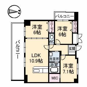ヴィラージュ緑井 ひこ(3LDK/8階)の間取り写真