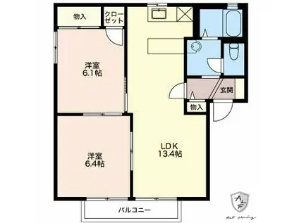 グリ―ンパストラルA(2LDK/2階)の間取り写真