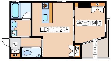 ステラルーチェ北野坂(1LDK/6階)の間取り写真