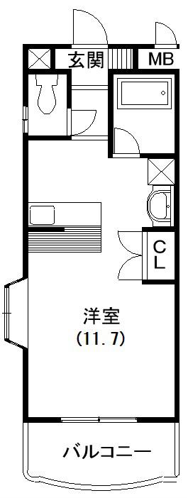 テノン元浜(ワンルーム/3階)の間取り写真