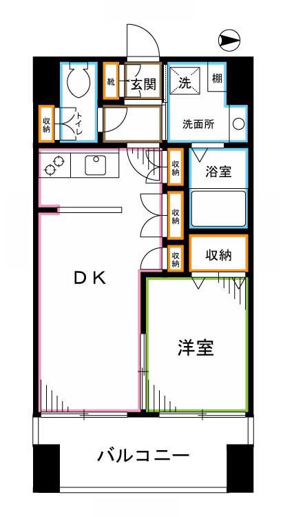 HF西新宿レジデンスウエスト(1DK/4階)の間取り写真