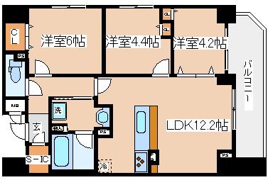 サムティグランツ神戸(3LDK/12階)の間取り写真