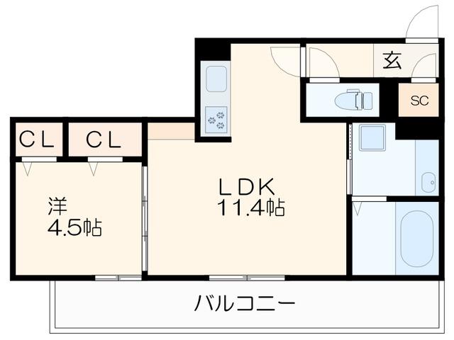 シャルール(1LDK/1階)の間取り写真