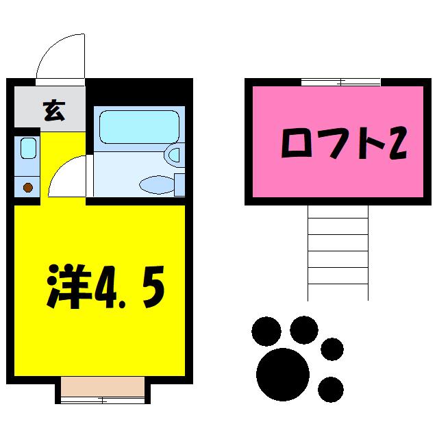 いちご畑(ワンルーム/2階)の間取り写真