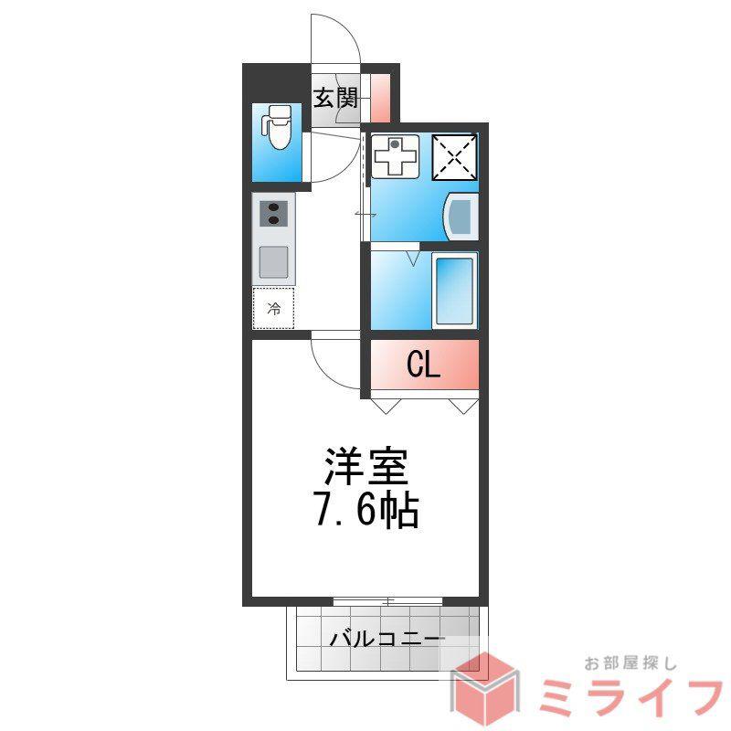 レジュールアッシュ天王寺II(1K/4階)の間取り写真