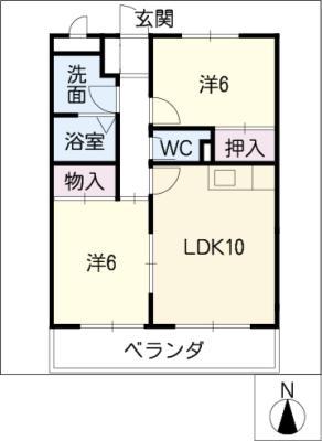 ビーデル中平(2LDK/2階)の間取り写真