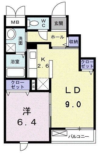 オーシャン幸SC(1LDK/3階)の間取り写真