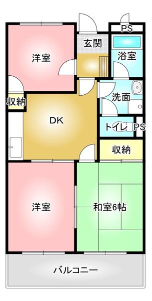 リバティ太平(3DK/3階)の間取り写真