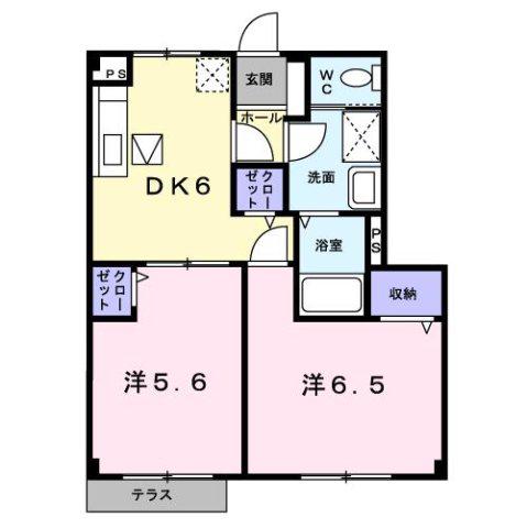 クレール(2DK/1階)の間取り写真