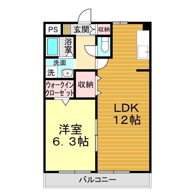 ラルシュ・ドゥ・ノワ(1LDK/2階)の間取り写真