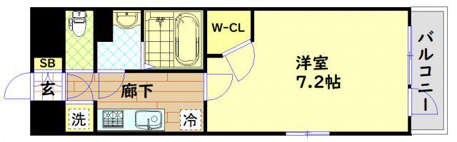 エスリード九条スタシオン(1K/2階)の間取り写真
