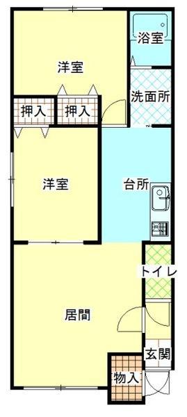 ビエナD(2LDK/1階)の間取り写真