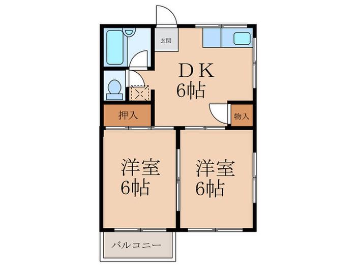 サンフラット(2DK/3階)の間取り写真