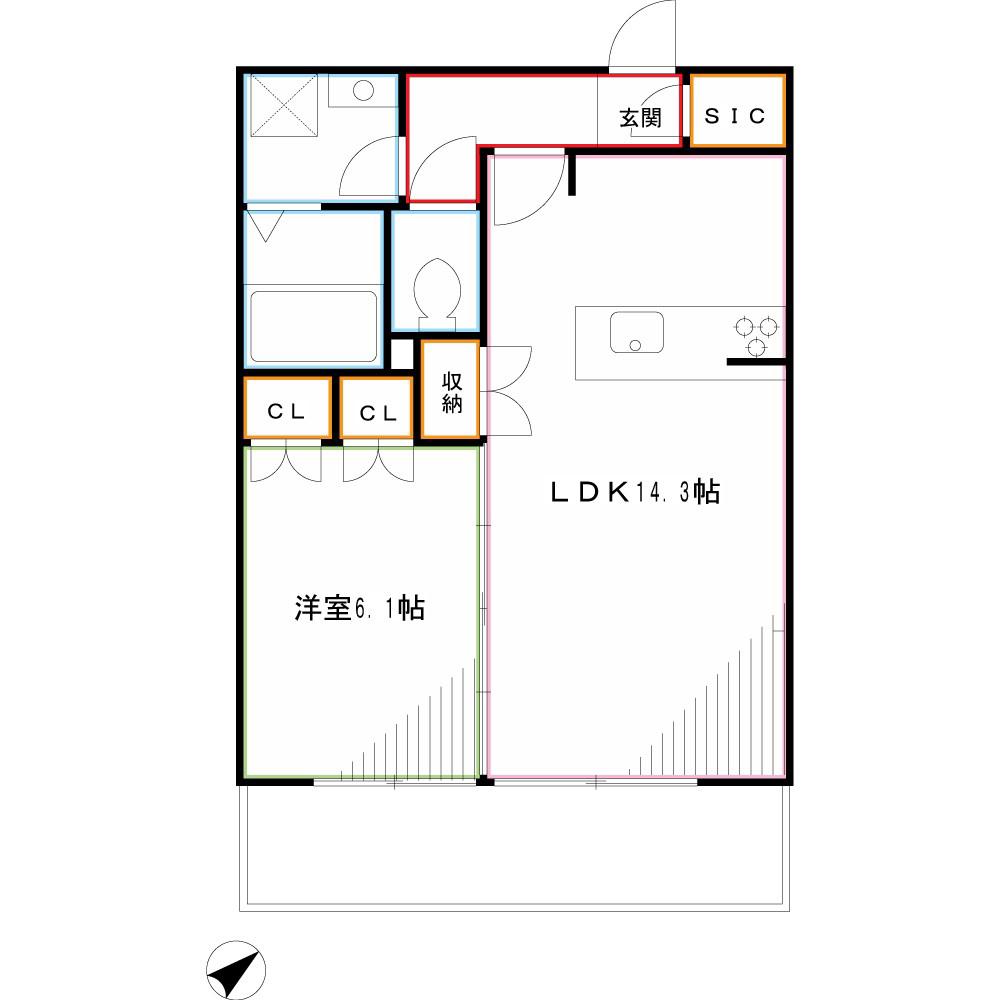 ラ・コルニーチェ(1LDK/1階)の間取り写真