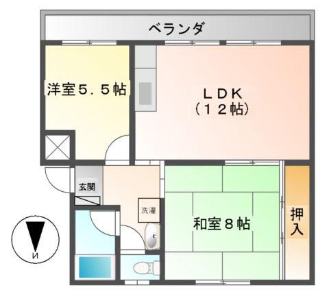 エスペランス中央(2LDK/1階)の間取り写真