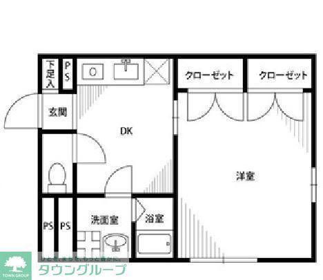 アンプルールフェール KⅢ(1DK/1階)の間取り写真