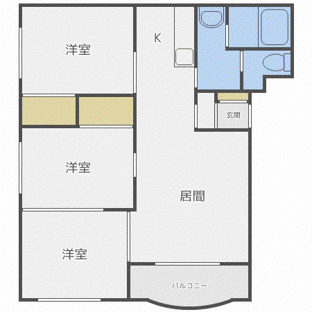 バンビーノ月寒(3LDK/3階)の間取り写真