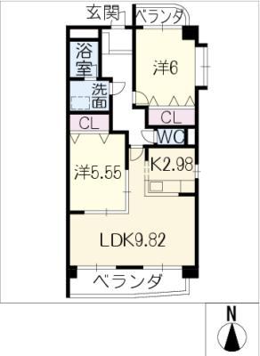 グラン・シャリオ(2LDK/4階)の間取り写真
