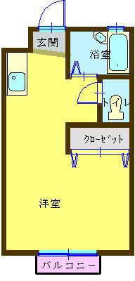 メルヴェル豊町(ワンルーム/2階)の間取り写真