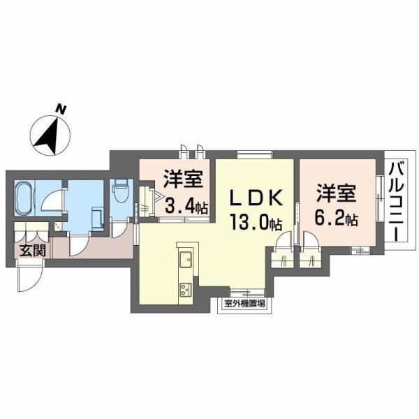 メゾン オピエデュパン(2LDK/3階)の間取り写真