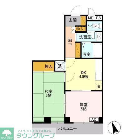 奥田ビル(2DK/4階)の間取り写真