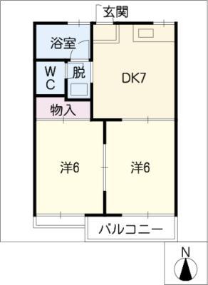 モリタハイツ(2DK/1階)の間取り写真