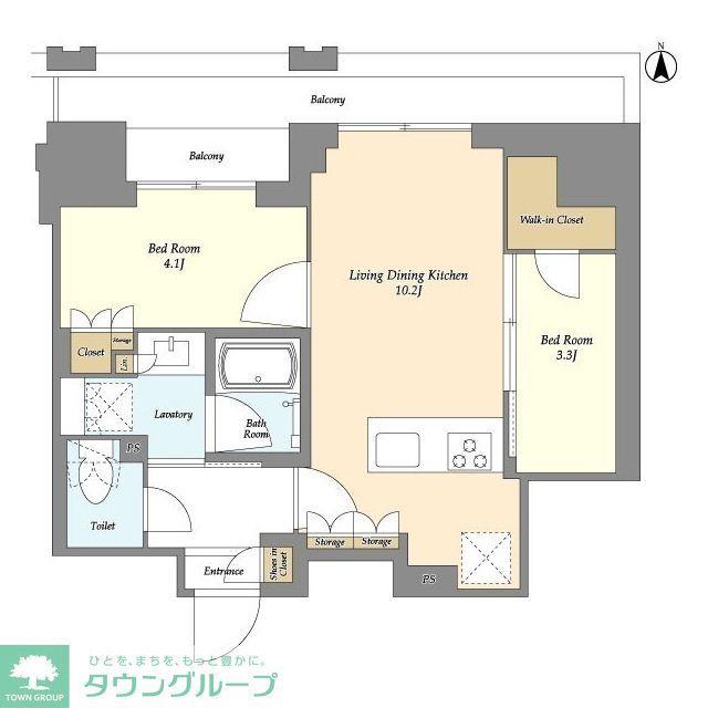 ドゥーエ府中I(2LDK/13階)の間取り写真