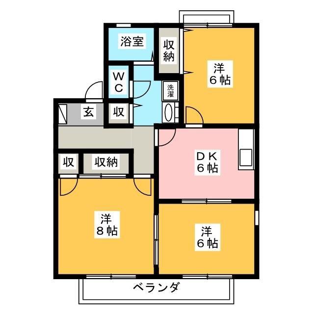 セジュール八王子 A棟(3DK/1階)の間取り写真