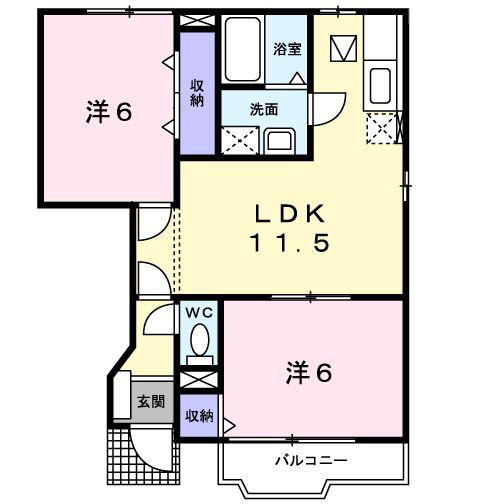 ファーチャ・イターナルC(2LDK/1階)の間取り写真