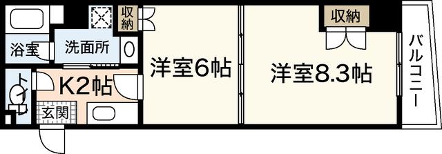 ヴァンサンク堺町(2K/8階)の間取り写真