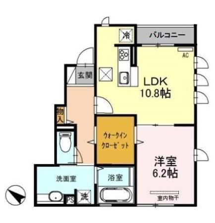 イー・エフ・レーヴ(1LDK/1階)の間取り写真