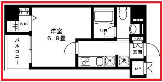 ケーツー(1K/4階)の間取り写真