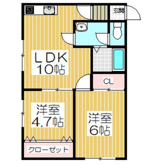 Mハイツ若草3(2LDK/1階)の間取り写真