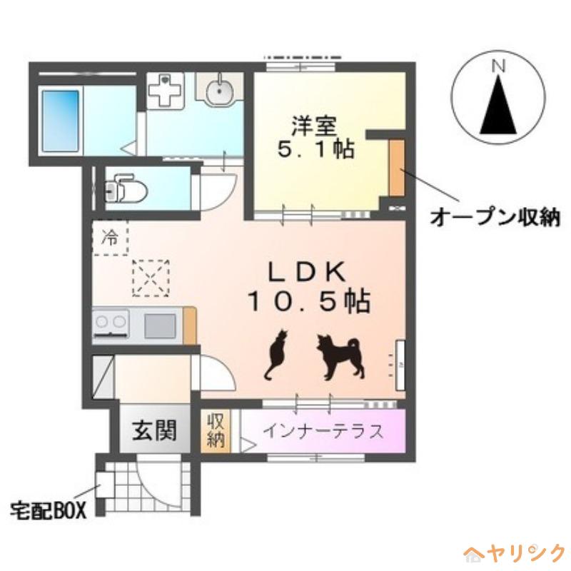 北名古屋市石橋アパート(1LDK/1階)の間取り写真