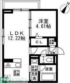 国立市谷保4丁目PJ 共同A棟(1LDK/2階)の間取り写真