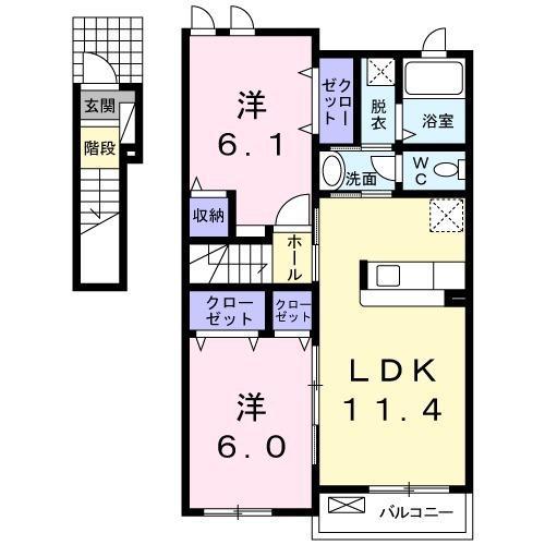 ベルフォーレ(2LDK/2階)の間取り写真