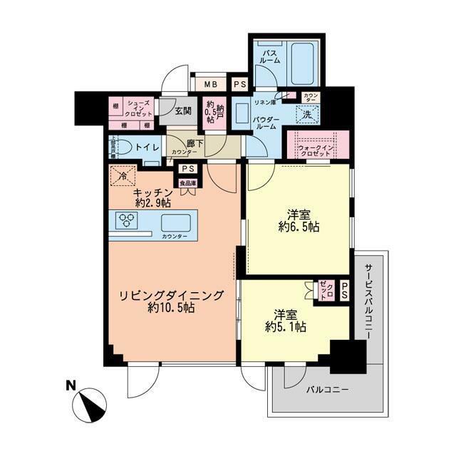 シティハウス中目黒ステーションコート(2LDK/2階)の間取り写真