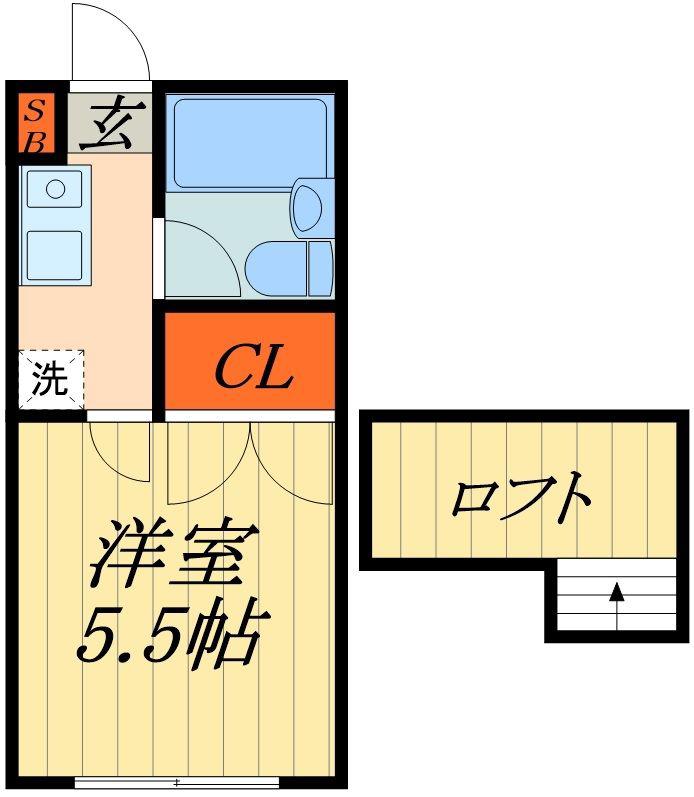 レオパレス草加氷川町(1K/2階)の間取り写真