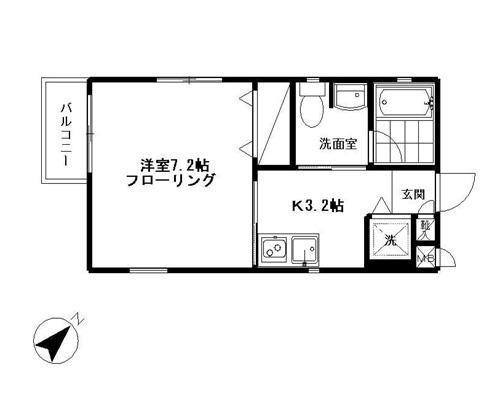 東武東上線 成増駅 徒歩8分 2階建 築19年(1K/2階)の間取り写真