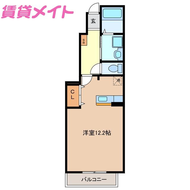 ブラン・アクティブ II(ワンルーム/1階)の間取り写真