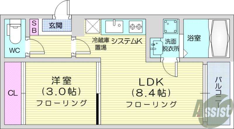 REGALEST F-1(1LDK/3階)の間取り写真