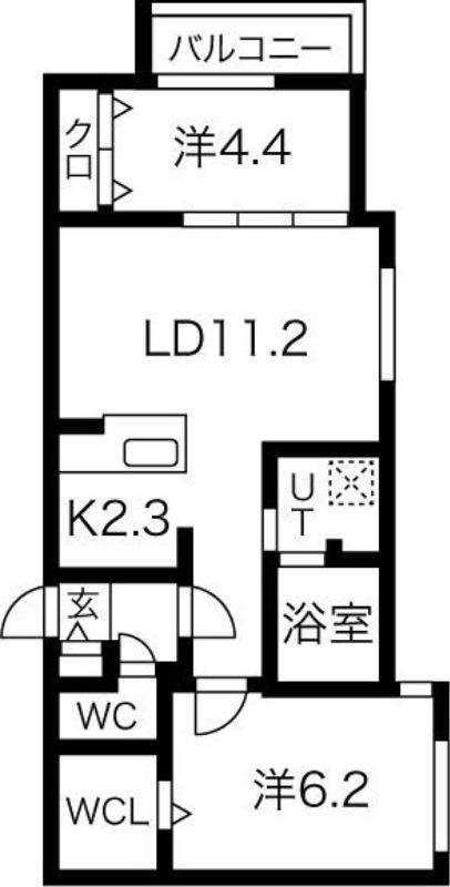 ブランシャール福住(2LDK/3階)の間取り写真