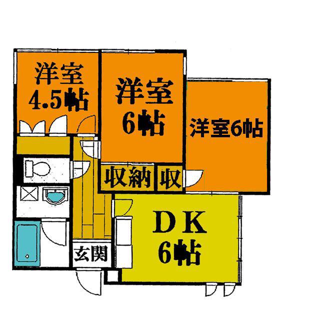 グリーンルーフ湘南(3DK/1階)の間取り写真