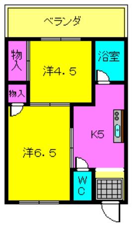 川畑荘(2K/1階)の間取り写真