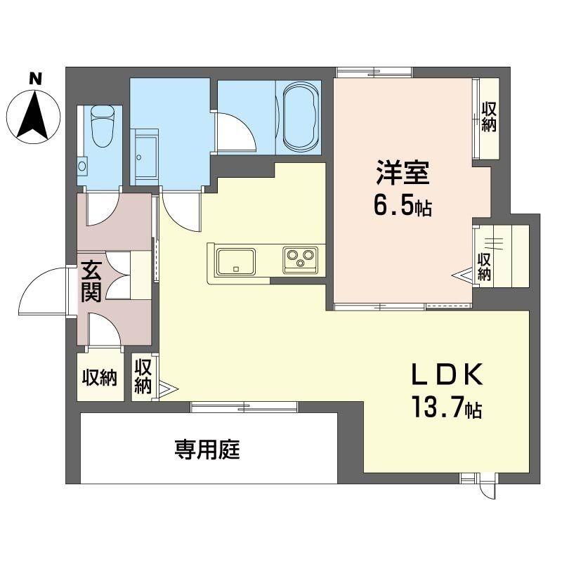 ホシノハウスII(1LDK/1階)の間取り写真
